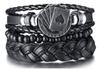4 Pièces/Ensemble Bracelets en Cuir Tressé pour Hommes Arbre de Vie Vintage Charme de Gouvernail Perles en Bois Bracelets Ethniques Tribaux