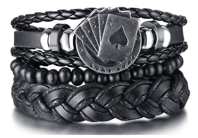 4 Pièces/Ensemble Bracelets en Cuir Tressé pour Hommes Arbre de Vie Vintage Charme de Gouvernail Perles en Bois Bracelets Ethniques Tribaux