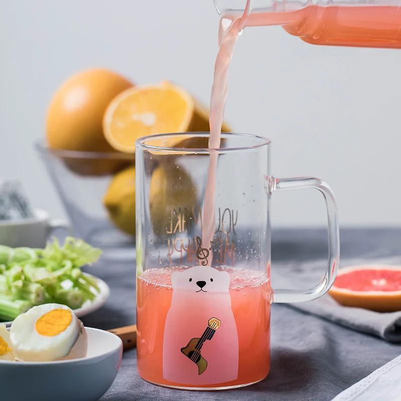 

Милая прозрачная стеклянная кружка для кофе, фарфоровая кружка с крышкой для чашки, большая вместительная кофейная чашка, все для кухни, посуда для напитков 600 мл 600ml