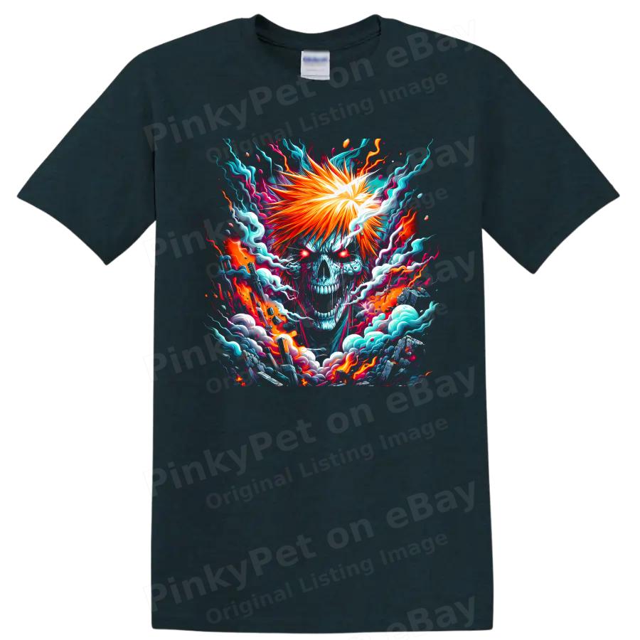 Ichigo Kurosaki T Shirt Hollow Skull Energy Anime Art Graphic Tee Gift Anime