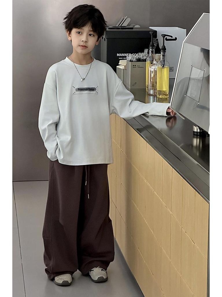 2025 Chlapecké trendy volné dlouhé kalhoty: Jarní/Podzimní Korejský Styl pro Střední a Velké Děti