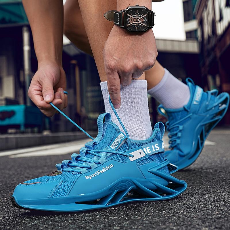 Herren Trendige Colorblock Chinesische Landschaft Schnür-Blade-Sneaker mit verschiedenen Farben, Lässige Outdoor-Laufschuhe