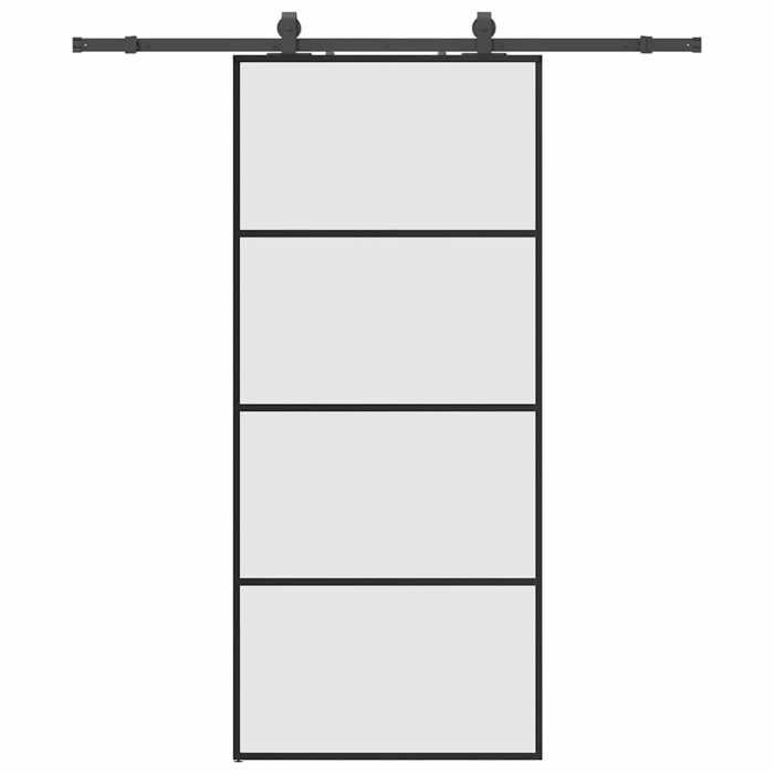 VidaXL Porte coulissante kit de quincaillerie noir 90x205 cm verre ESG, porte intérieure, porte de grange intérieure, porte 3375799