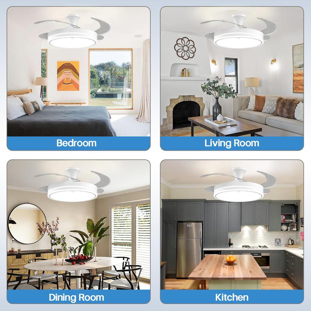 2026 Invisible Ceiling Fan Light with Integrated LED Chandelier for Living Room