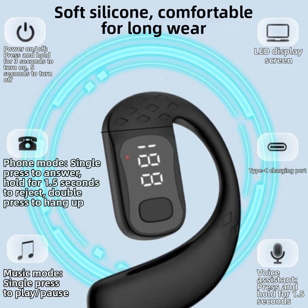 1pc Single Clip-On Ear Headphones Bluetooth 5.4 Earbuds Fashion Earphone