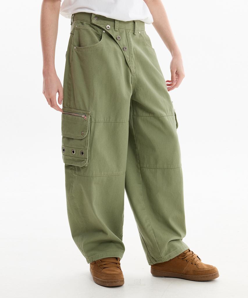 HOODHOOD Eyelet Cargo Pants Khaki