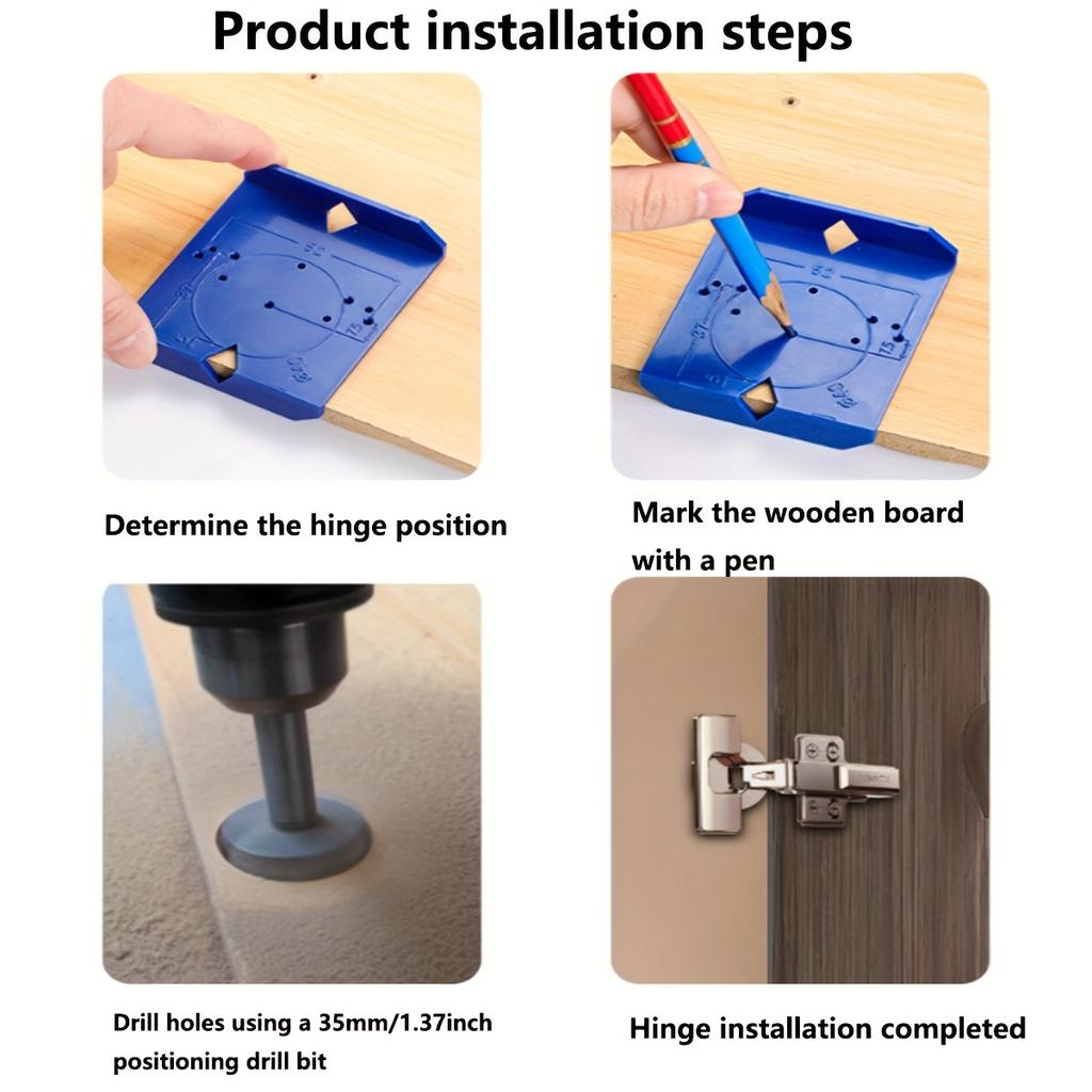 1pc Hinge Drilling Locator Cabinet Door Hinge Punching Positioning Ruler Template Woodworking Hinge Installation Auxiliary Tool