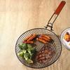 Perforated Steel Carbonl Grill Basket Foldable Grilled Vegetable Net Barbecue Pan  Camping Cooking