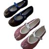 Leather suede Korean version niche pig's trotters split-toed ballet shoes flat shoes with Mary Jane single shoes women's summer and autumn