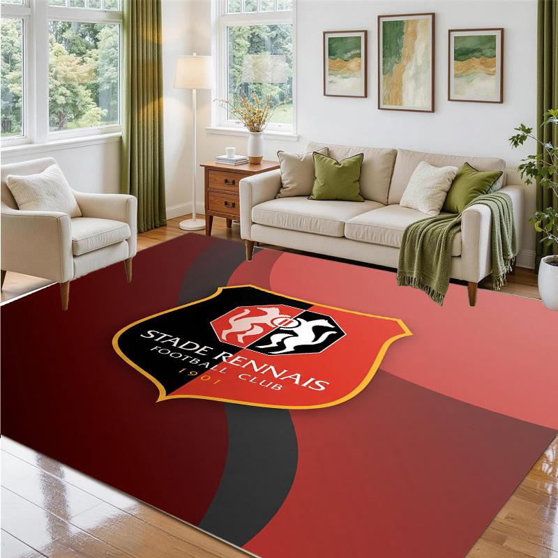 Stade Rennais FC Design Crystal Velvet Rug Soft Decorative Mat for Bedroom Entrance