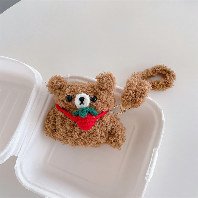 Strawberry Backpack Bear Apple AirPods Pro1/2/3 Generation Earphone Case Cartoon Cute Soft Case
