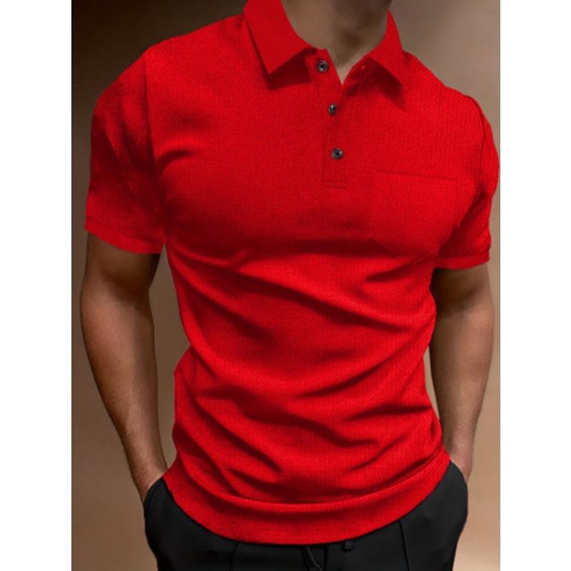 Men S Short Sleeve Polo Shirt Button Pocket Loose Summer Top