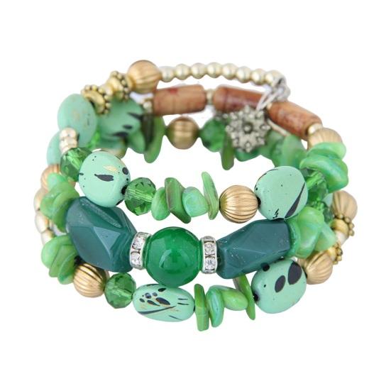 

Унисекс Браслет Сплав Неправильной Формы Камни Многослойный Штабелируемый Ретро Этнический Богемный Имитация Бирюзы Имитация Агата Регулируемый Эластичный Шнур зелёный