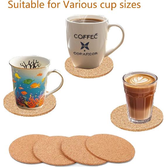 16pcs Cork Coaster for Drink Round Absorbent Tea or Coffee Coaster Cork Bulk Blank DIY Craft Gifts Coasters Warm Gifts Relatives and Friends in