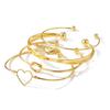 Módní náramek Heart Cross pro ženy Punk Gold Barva Otevírací náramek Set Trendy šperky dárky doplňky