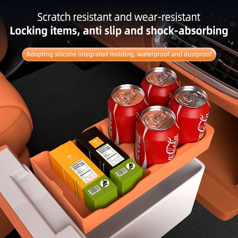 For AITO M8 5/6Seat 2025 2026 Center Armrest Second Row Fridge Storage Hidden Box Silicone Protective Mats Cup Holder Organizer