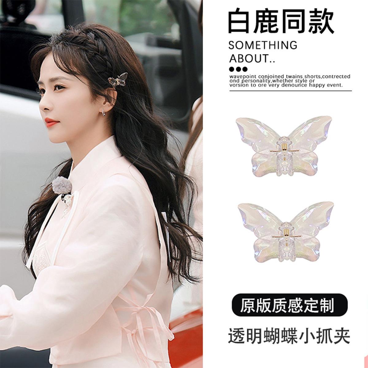 Korean version of super fairy princess head butterfly small grab clip simple temperament back head disc hair transparent small hairpin