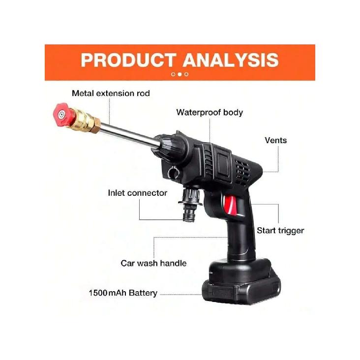 Portable Cordless Washer Handheld Car High Pressure Electric Water Wash Cleaner Tools