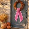 Decorative Door Bow Fall Scalloped Wreath Sash for Front Door, 55 Inch Plaid Gingham Autumn Ribbon Thanksgiving Harvest Yard Porch Doorway Indoor