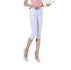Women Ladies Pencil Pants Summer Pockets Button Skinny Calf Length Pants Casual Stretch 3/4 Trousers Plus Size Female Capris