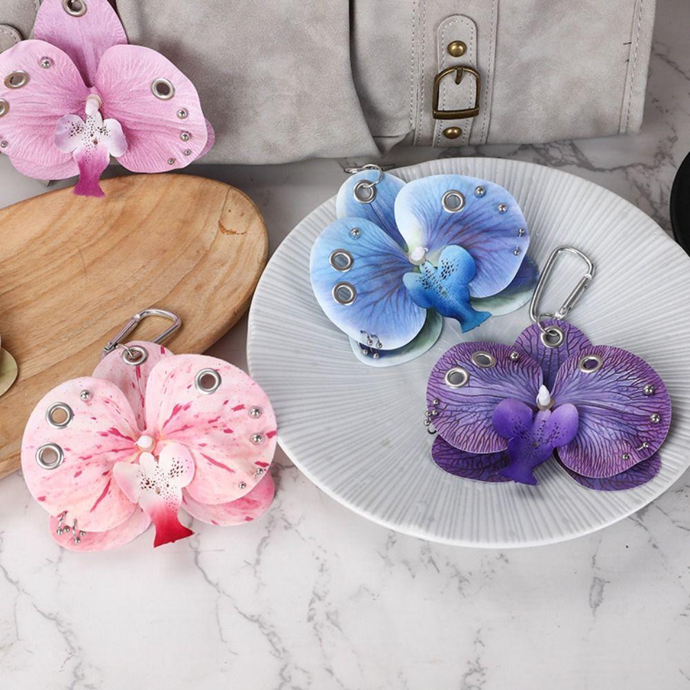 Keyring Phalaenopsis Orchid Keychain Keychains Bag Pendant Imitation Flower Pendant  Couple Kids