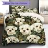 Maltese Pattern Bedding Home Decoration Birthday Gift (1 * Duvet Cover + 2 * Pillowcase, Without Core)