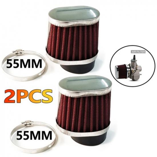 2pcs 55mm Car Motorcycle Scooter Engine Air Filter Red Mushroom Head Clamp On US