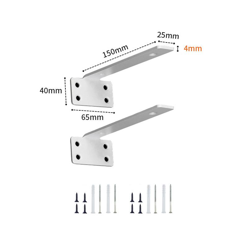 2pc Heavy Duty Cast Iron Shelves Brackets Floating Shelf Brackets 4MM Thicked Invisible L Brackets ,Home Storage Rack