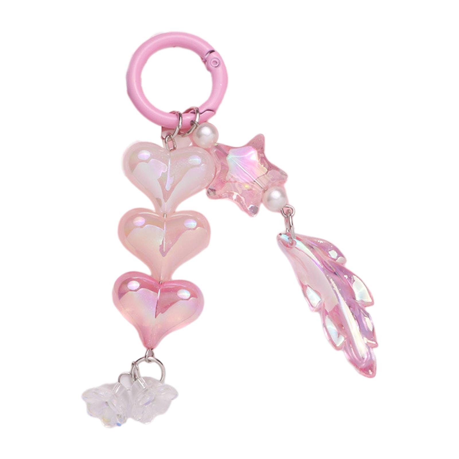 

Heart Keychain Pendent Lovely Feather Keychain Acrylic Hanging Pendants Sweet Keyrings for Women Handbag Decorations 1 розовый