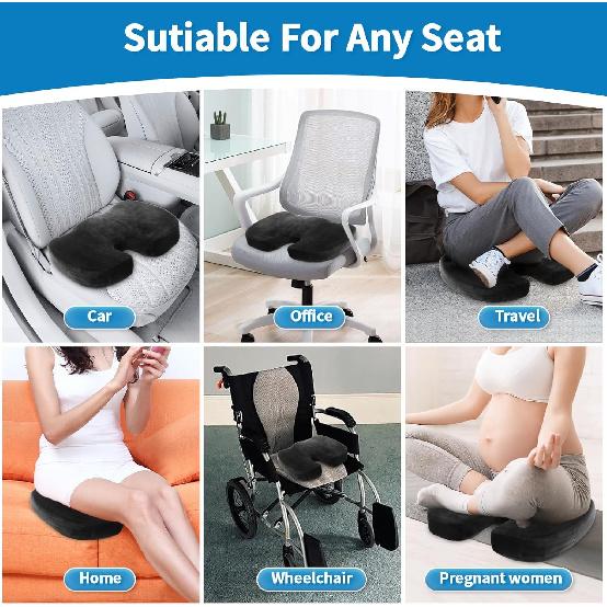 Car Seat Cushion, Memory Foam Cushion Non Slip for Wheelchair, Cars, Desk, Gaming & Office Chairs, Ergonomic Cushions Pad for Tailbone Pain Relief