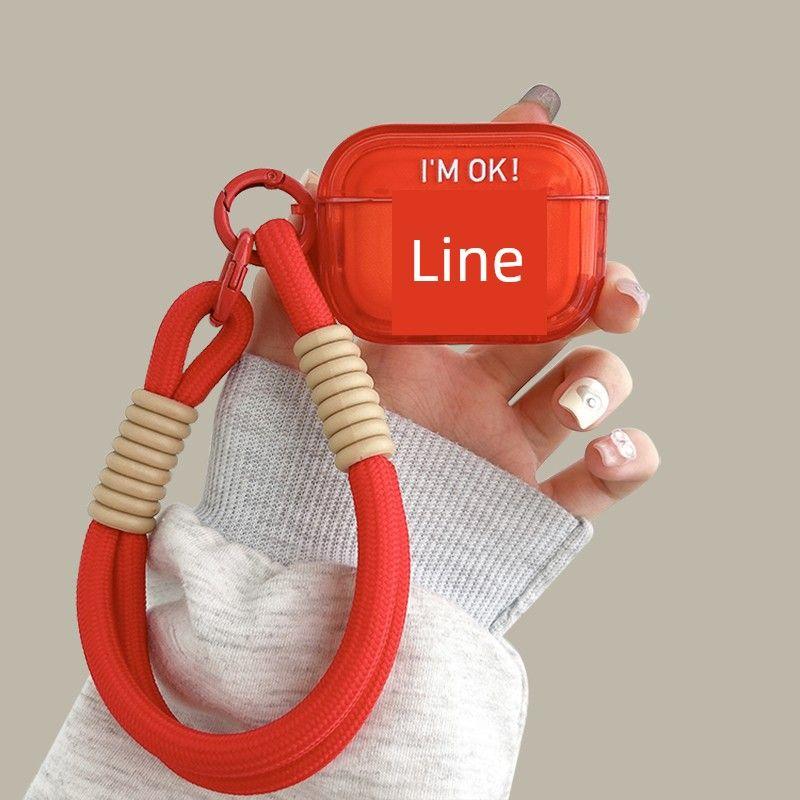 

3-е поколение Силикон Про Стильный Креативный Мужской и Женский Набор Второго Поколения 4-е поколение Ударопрочный Новинка Интернет-Знаменитость Мягкий 1 Apple Airpods 3 Line + double red buckle red rope