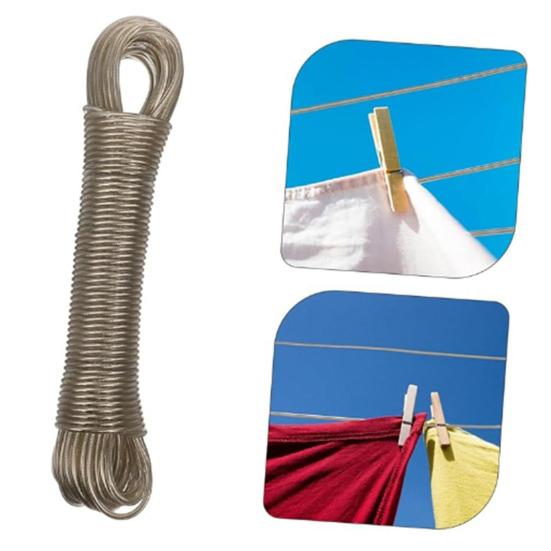 20M PVC Steel Wire Clothesline Portable Travel Lightweight Heavy Duty Indoor Outdoor