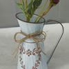 Rustic Plant Vase Country Style Galvanized Bouquets Planter Decorative Flower Arrangement Pot with Handle for Garden Living Room