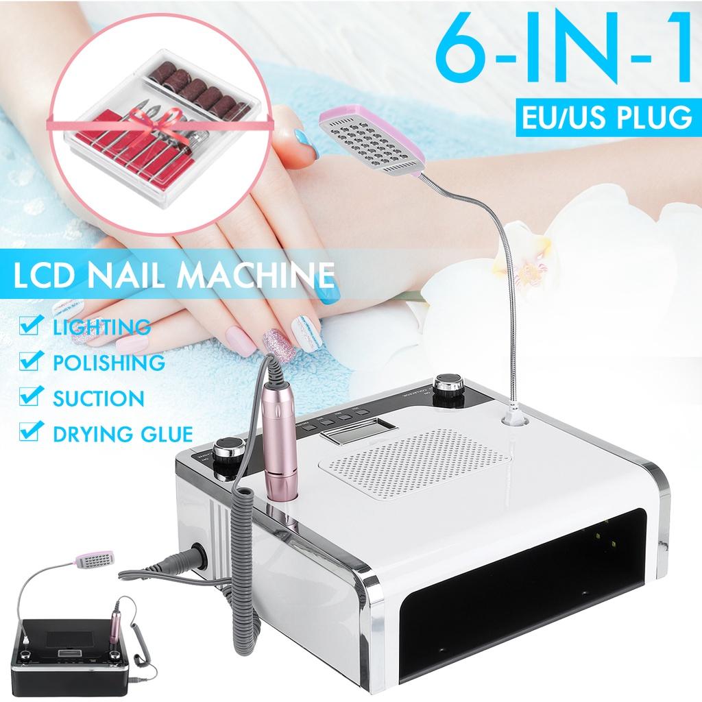 108W elektryczna wiertarka do paznokci 6 w 1 30000 obr./min odkurzacz do paznokci oświetlenie LED 54 LED lampa UV elektryczny pilnik do paznokci