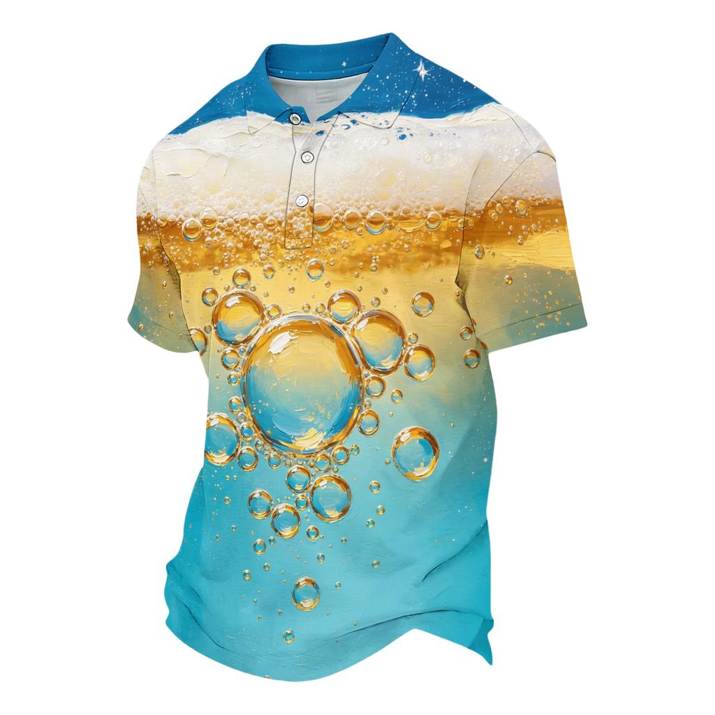 Polo Casual Unisex a Manica Corta con Vestibilità Larga Stampa Festival della Birra Traspirante Leggera Collo a Bottone Top Estivo