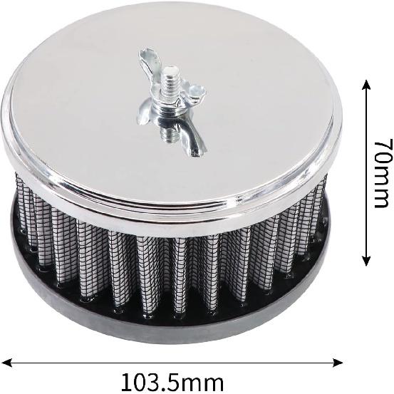KIPA Chrome Air Cleaner Filter 4" X 2" Assembly Fits For Carburetor With 2 5/8" Or 2 5/16" Neck Diameter Washable 7151 4354 1489 6475 4790