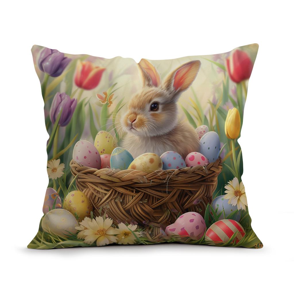 Easter Themed Flowers Cushions Pillowcase Polyester Cushion Cover Throw Pillow Pillowcover Home Car Sofa Decor