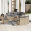 VidaXL Garden Lounge Set with Cushions 9 Pcs Beige Braided Resin 3251416