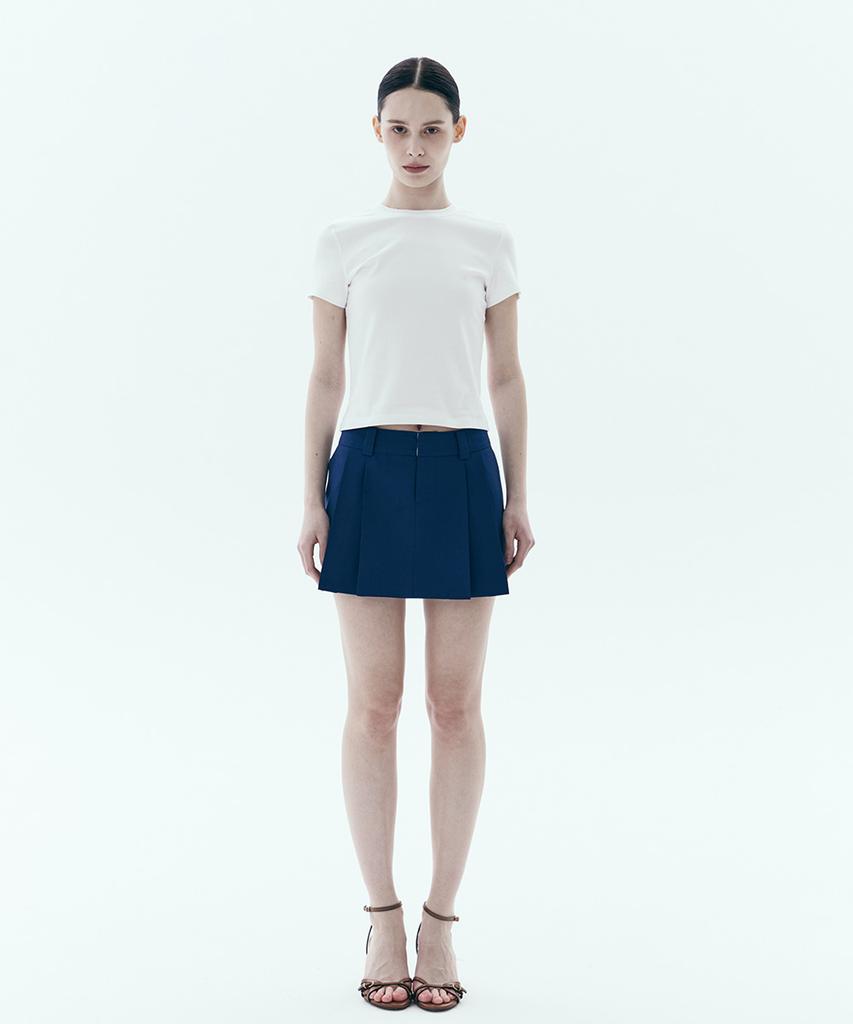 Neo Mini Low Pleated Skirt Ink Blue