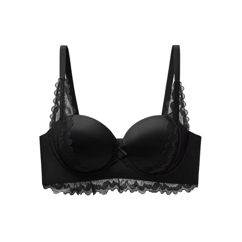 Damen Frühling und Sommer Reines Verlangen Sexy Spitze Verdickt Kleines Dekolleté Push-up Große Handflächenschale Flaches Dekolleté Spezielle Unterwäsche