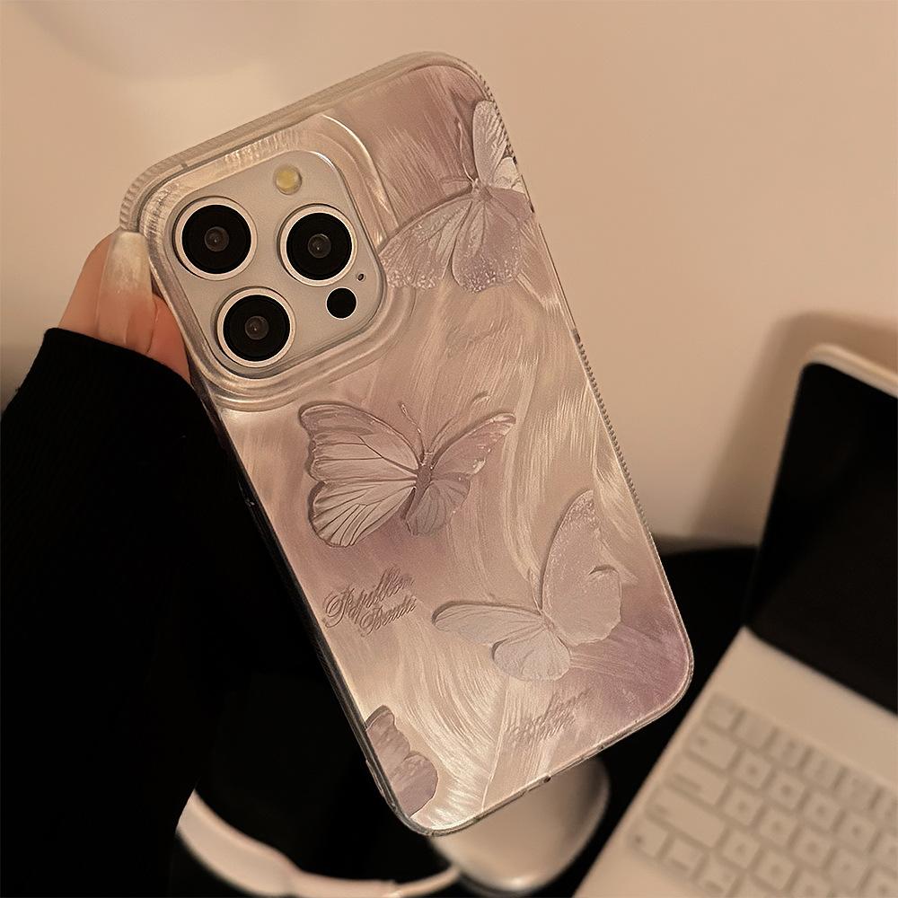 Feather Ins Pink Butterfly Applicable To Apple 15pro Max Mobile Case IPhone 16 Pendant 12 Hard 14 Fairy 13
