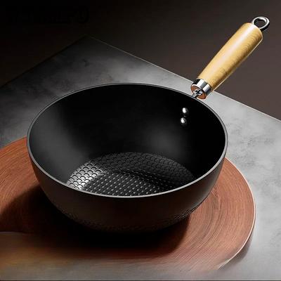 Mini Iron Pot Induction Cooker Household Wok Gas Special Wok Frying Pan Flat Bottomed Non Stick Pan No Coating