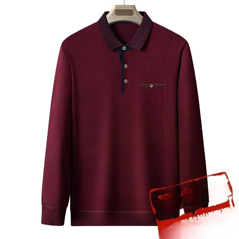 Dad Long-sleeved T-shirt Men's Spring Loose Top Lapel Polo Bottoming Shirt