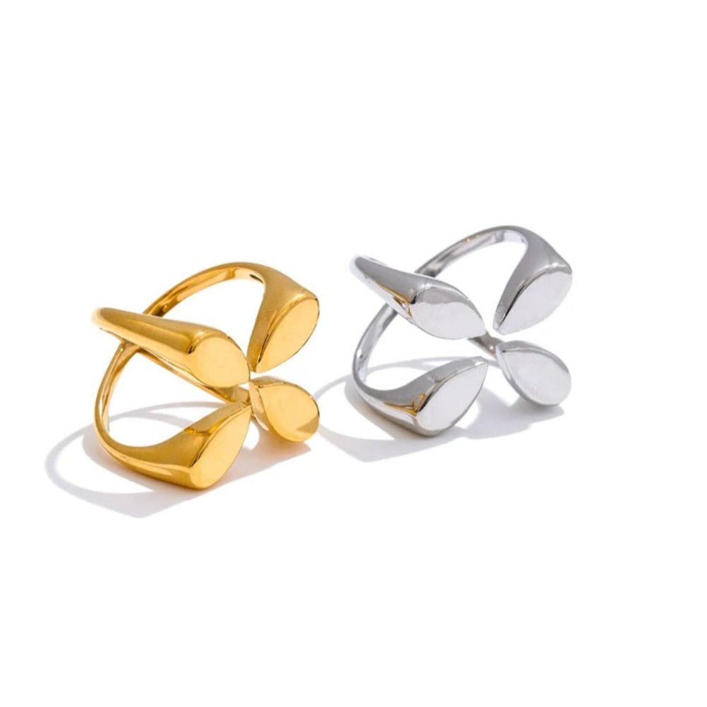 Adjustable Open Ring Gold Minimalist Accessory Finger Ring for Women's Daily Outfit