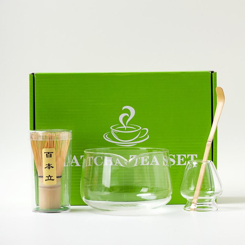 4/5Pcs Japanese Matcha Set with glass Bowl Bamboo Matcha Whisk and Tea Scoop for Tea Lovers Gifts Tea-making Tools Accessories