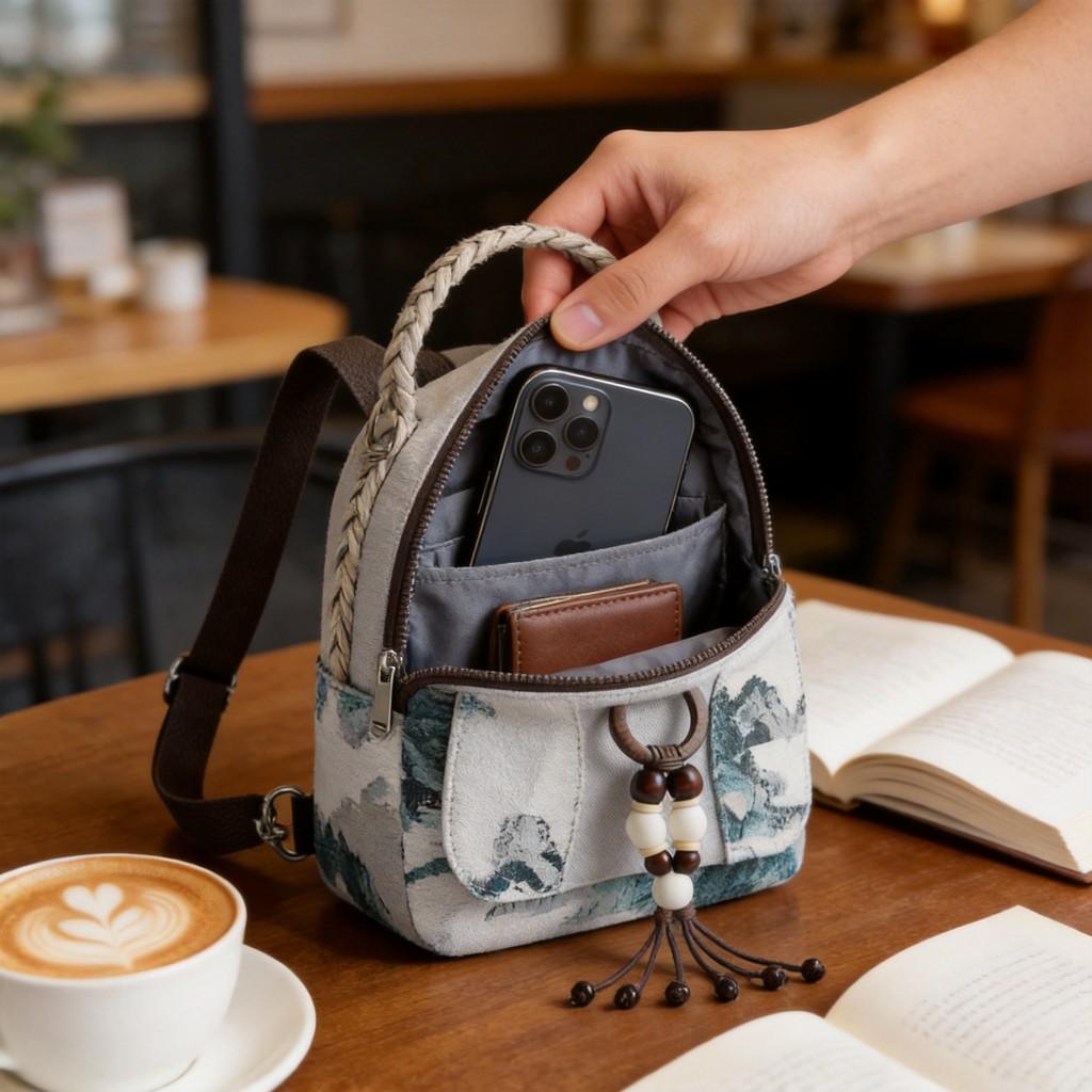 Ethnic Style Embroidered Canvas Small Shoulder Bag With Multifunction Design For Daily Use