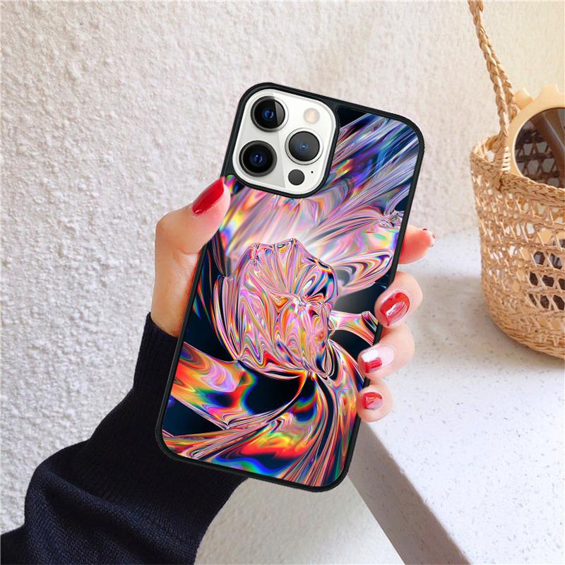Psychedelic Trippy Holographic Phone Case for iPhone 17 Air 16 Coque 15 14 12 13 PLUS 11 PRO MAX Back Cover Fundas