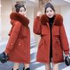 Winter Clothing Large Fur Collar Medium and Long, Cotton-padded Jacket Women's Fashion Cotton-padded Jacket Velvet Cotton-padded Jacket