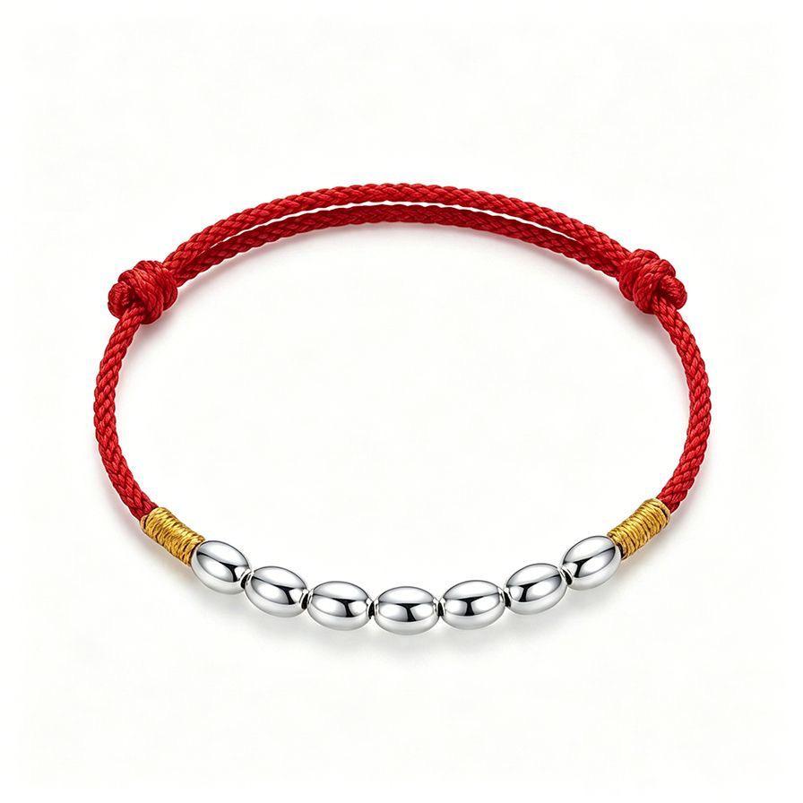 Sterling Silver Zodiac Year Lucky Red Rope Handmade Bracelet