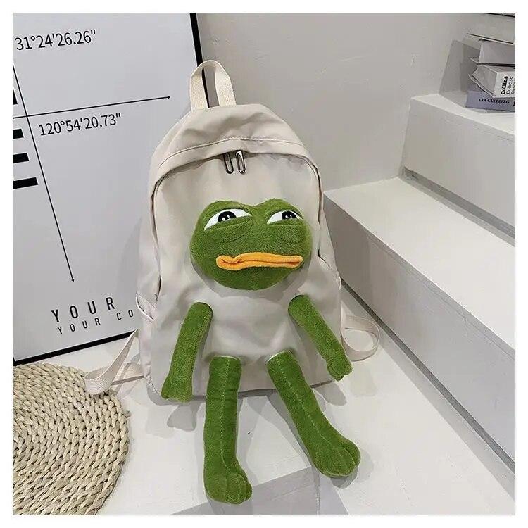 

Трехмерная кукла-лягушка, рюкзаки для женщин, рюкзак-оксфорд, мужской рюкзак, сумка на плечо для девочек-подростков, школьная сумка Mochila Bolsa бежевый